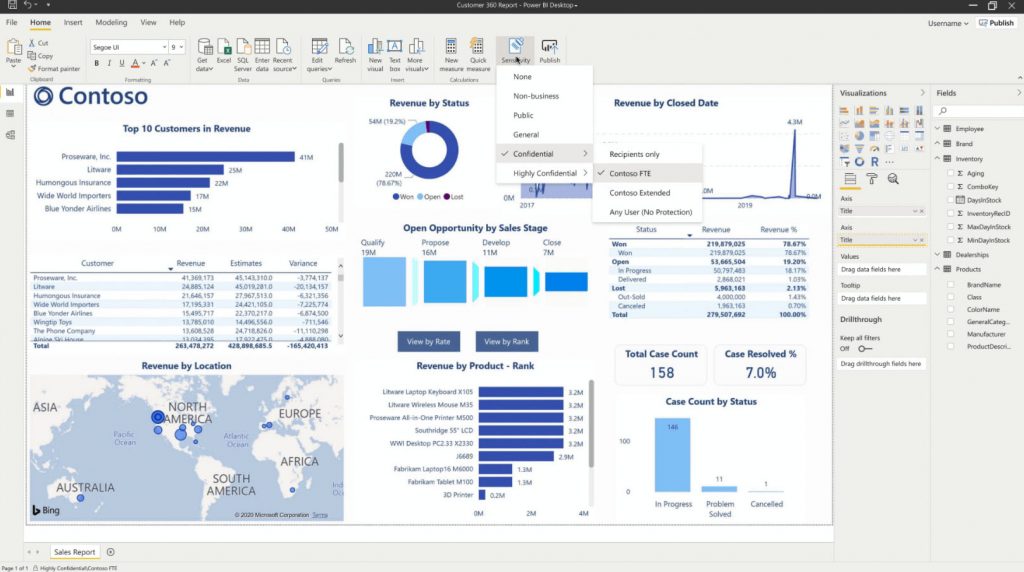 Anúncio dos rótulos de sensibilidade de proteção de informações da Microsoft no Power BI Desktop 1