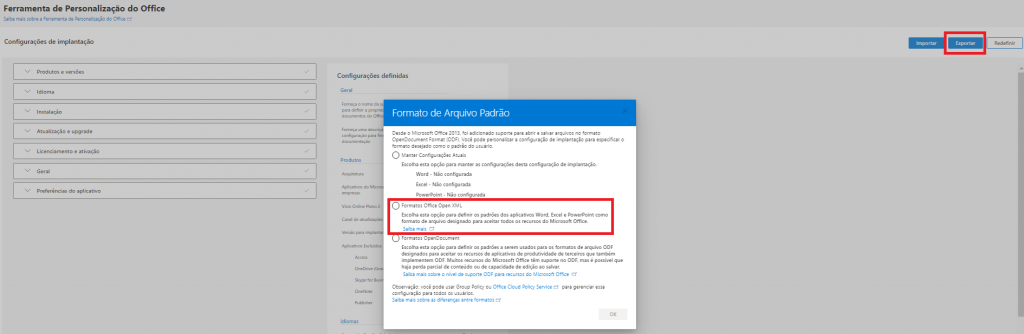 Como configurar o arquivo de implantação customizada do Office 365