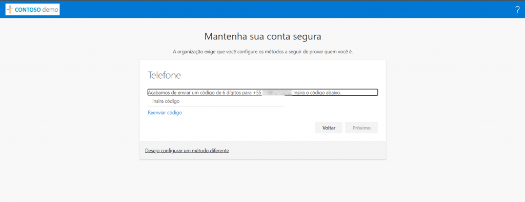 Configuração do MFA a partir do Azure AD