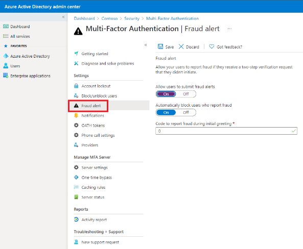 Configuração do MFA a partir do Azure AD