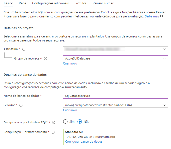 Como criar um banco de dados SQL no Azure