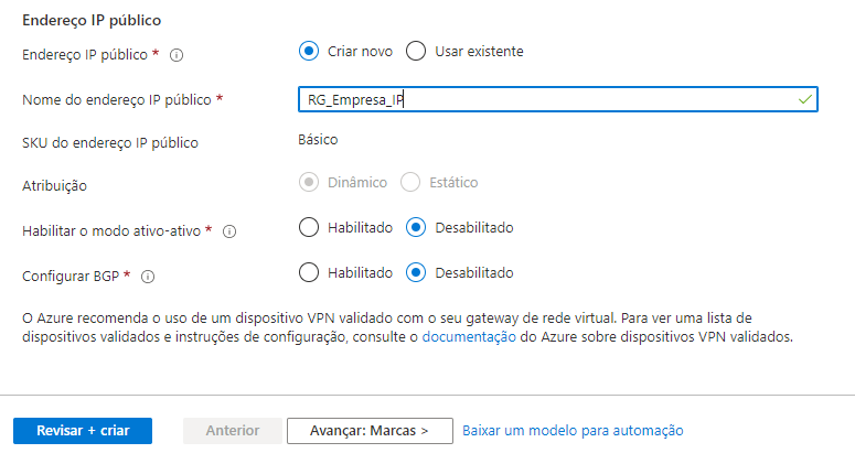 VPN Azure Point to site Configuração