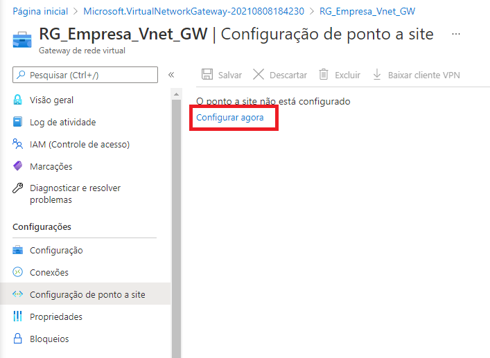 VPN Azure Point to site Configuração