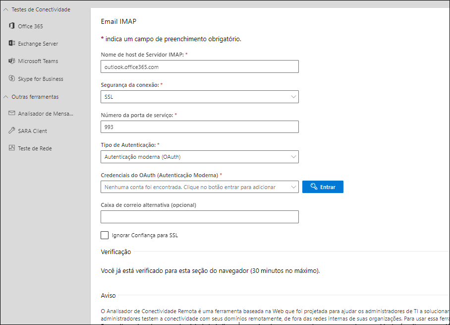 Microsoft Remote Connectivity Analyzer