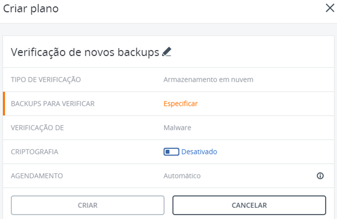 verificação de novos backups